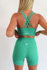 heat active comfort cross back sports bra emerald green