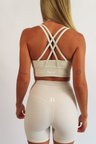 heat active comfort cross back sports bra off white / bone